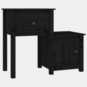 Mesa De Cabeceira - Mesinha De Cabeceira 79,5x38x65,5 cm madeira pinho maciça preto