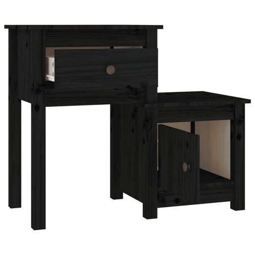 Mesa De Cabeceira - Mesinha De Cabeceira 79,5x38x65,5 cm madeira pinho maciça preto Mesa De Cabeceira - Mesinha De Cabeceira 79,5x38x65,5 cm madeira pinho maciça preto