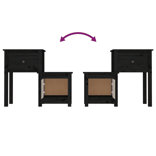 Mesa De Cabeceira - Mesinha De Cabeceira 79,5x38x65,5 cm madeira pinho maciça preto Mesa De Cabeceira - Mesinha De Cabeceira 79,5x38x65,5 cm madeira pinho maciça preto