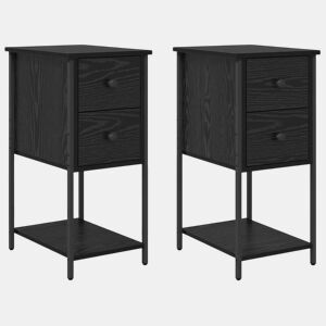 Lote de 2 Mesa De Cabeceira - Mesinha De Cabeceira Carvalho preto 32 x 42 x 70 cm