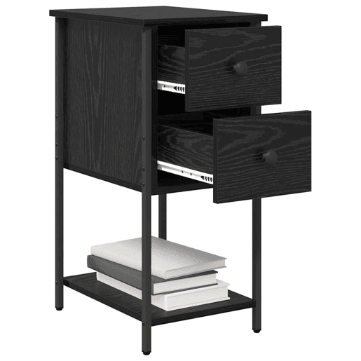 Lote de 2 Mesa De Cabeceira - Mesinha De Cabeceira Carvalho preto 32 x 42 x 70 cm