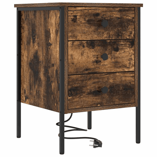 Mesa De Cabeceira - Mesinha De Cabeceira com gaveta Carvalho fumado 42 x 41 x 61 cm