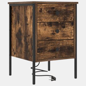 Mesa De Cabeceira - Mesinha De Cabeceira com gaveta Carvalho fumado 42 x 41 x 61 cm