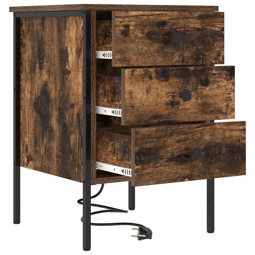 Mesa De Cabeceira - Mesinha De Cabeceira com gaveta Carvalho fumado 42 x 41 x 61 cm
