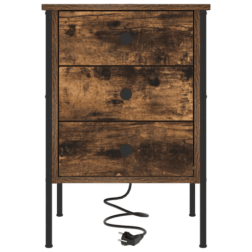 Mesa De Cabeceira - Mesinha De Cabeceira com gaveta Carvalho fumado 42 x 41 x 61 cm