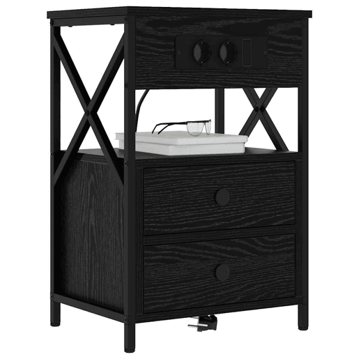 Mesa De Cabeceira - Mesinha De Cabeceira com gaveta Carvalho preto 40 x 31 x 60 cm