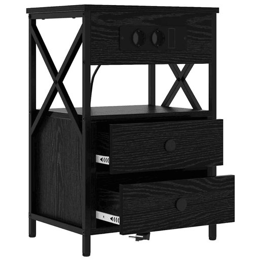 Mesa De Cabeceira - Mesinha De Cabeceira com gaveta Carvalho preto 40 x 31 x 60 cm