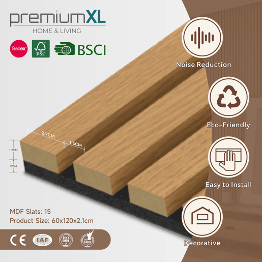 Conjunto de 4x painéis acústicos de parede 3D Vang MDF 120x60x2 cm (2,88 m²) - carvalho escuro NEU.HOLZ