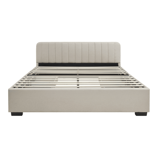 Cama estofada Nofrenna com 4 gavetas MDF 160x200 cm Bege en.casa