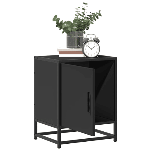 Mesa De Cabeceira - Mesinha De Cabeceira 40x31x50cm derivados de madeira preto e metal
