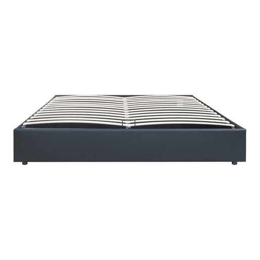 Cama estofada Nola com estrado 180x200 cm pele sintética Preta en.casa