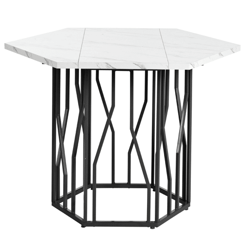 Mesa de jantar moderna - forma hexagonal - estrutura metálica preta - cor Black White