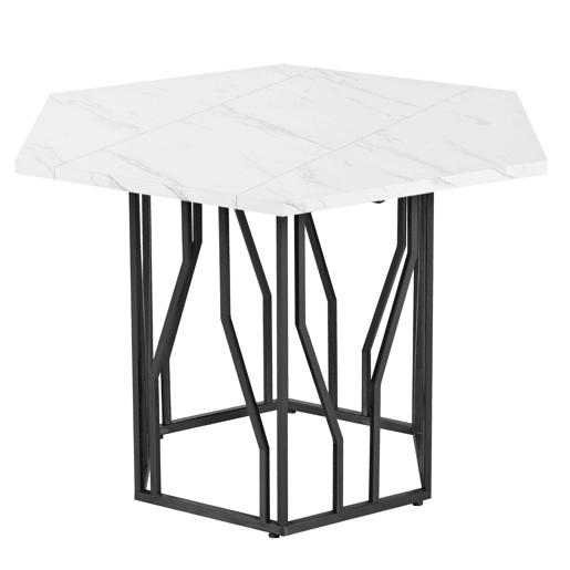 Mesa de jantar moderna - forma hexagonal - estrutura metálica preta - cor Black White