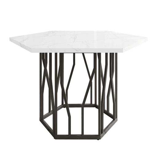 Mesa de jantar moderna - forma hexagonal - estrutura metálica preta - cor Black White