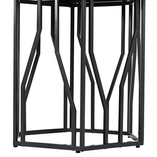 Mesa de jantar moderna - forma hexagonal - estrutura metálica preta - cor Black White