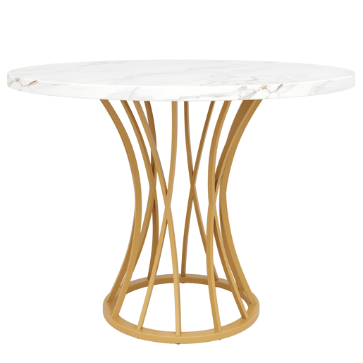 Mesa redonda 80x80 cm - Mesa de jantar em MDF, pernas douradas, para 4-6 pessoas