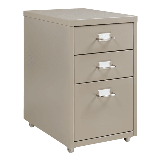 Armário de arquivo móvel Kökar com 3 gavetas aço 48x28x41 cm Camelo en.casa
