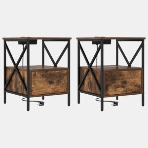 Mesa De Cabeceira - Mesinha De Cabeceira Carvalho fumado 41.5 x 40.5 x 55 cm