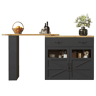 Mesa de bar extensível 138-204×39×104 cm - giratória em 360°, mesa de bar moderna e móvel, ilha de cozinha com prateleiras - Preto