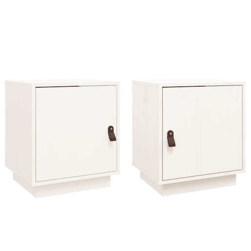 Lote de 2 Mesas De Cabeceira - Mesinhas De Cabeceira 40x34x45 cm pinho maciço branco