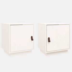 Lote de 2 Mesas De Cabeceira - Mesinhas De Cabeceira 40x34x45 cm pinho maciço branco