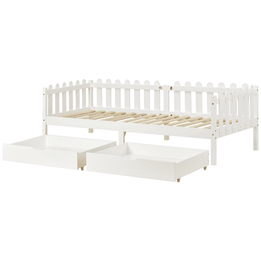 Cômoda 93x67x20cm - 2 gavetas, arrumação debaixo da cama, MDF, rodízios - Branco