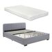 Cama matrimonio Nofrenna 4 cajones tapizada lino + colchón 161x204 Cama matrimonio Nofrenna 4 cajones tapizada lino + colchón 161x204 Gris
