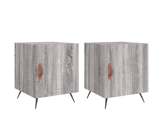Juego de mesitas de noche mesillas de noche - madera ingeniería gris sonoma 40x40x50 cm