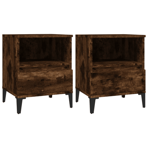 Lote de 2 Mesas De Cabeceira - Mesinhas De Cabeceira 40x35x50 cm cor carvalho fumado