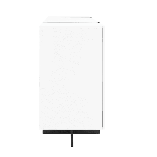 Aparador branco de alto brilho - 2 portas, 4 gavetas, design moderno e simples - Branco+Preto