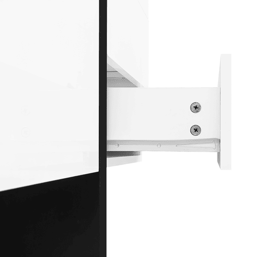 Aparador branco de alto brilho - 2 portas, 4 gavetas, design moderno e simples - Branco+Preto