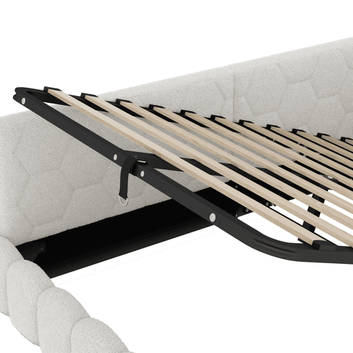 Cama de dia 140x200 - Sofá-cama com LED, armazenamento hidráulico, USB e Tipo-C - Branco