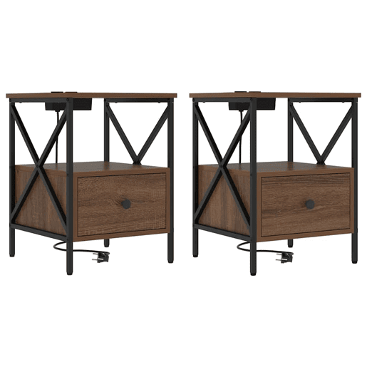 Mesa De Cabeceira - Mesinha De Cabeceira Carvalho castanho 41.5 x 40.5 x 55 cm