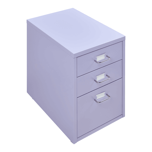 Armário de arquivo móvel Kökar com 3 gavetas aço 48x28x41 cm Roxo claro en.casa
