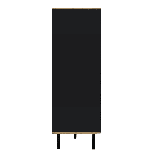 Móvel auxiliar, aparador, vitrines com vidro e luz LED - Design exclusivo com tiras de madeira pretas - Madeira