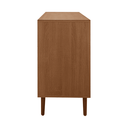 Aparador estilo rústico 130x75,5x40 cm - Portas em rattan, fecho magnético, prateleiras ajustáveis - Design elegante e versátil - Cor madeira
