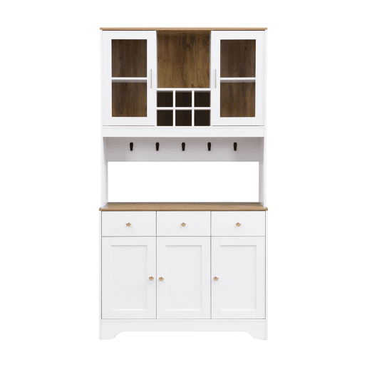 Aparador, armário alto 94,5x30x175,5 cm - design em madeira branca - para sala de estar e sala de jantar