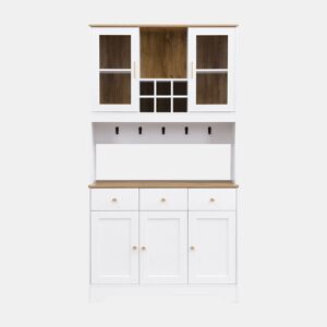 Aparador, armário alto 94,5x30x175,5 cm - design em madeira branca - para sala de estar e sala de jantar