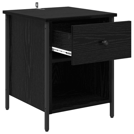 Lote de 2 Mesa De Cabeceira - Mesinha De Cabeceira Carvalho preto 40 x 42 x 50 cm