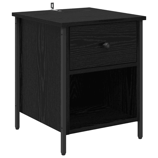 Lote de 2 Mesa De Cabeceira - Mesinha De Cabeceira Carvalho preto 40 x 42 x 50 cm
