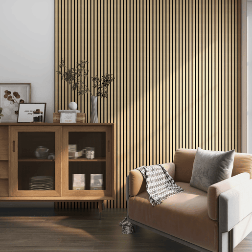 Conjunto de 8x painéis acústicos de parede 3D Vang MDF 120x60x2 cm (5,76 m²) - carvalho claro NEU.HOLZ