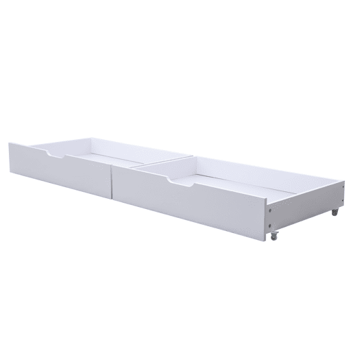 Gavetas para cama 93x66,5x20 cm - 2 gavetas, arrumação debaixo da cama, MDF + rodas, branco