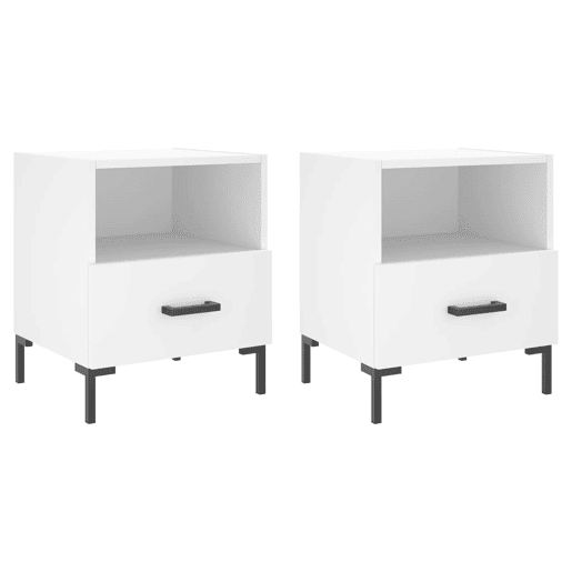 Lote de 2 Mesas De Cabeceira - Mesinhas De Cabeceira 40x35x47,5 cm deriv. de madeira branco