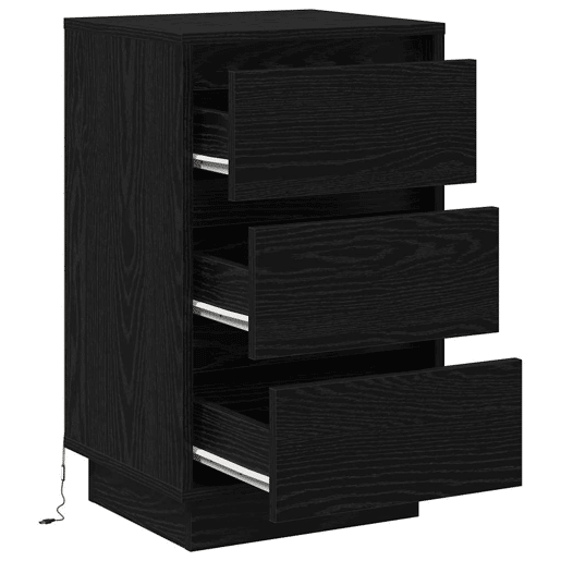 Mesa De Cabeceira - Mesinha De Cabeceira Preto 39 x 34,5 x 65 cm Madeira processada