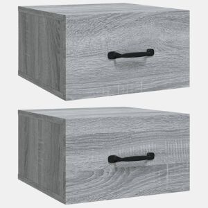 Lote de 2 Mesas De Cabeceira parede - Mesinhas De Cabeceira 35x35x20cm cinza sonoma