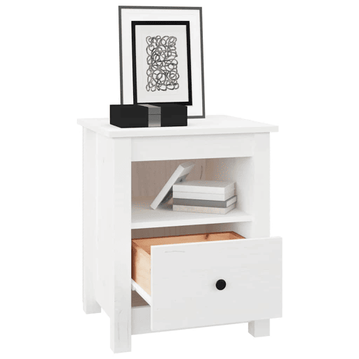 Mesa De Cabeceira - Mesinha De Cabeceira 40x35x49 cm madeira de pinho maciça branco