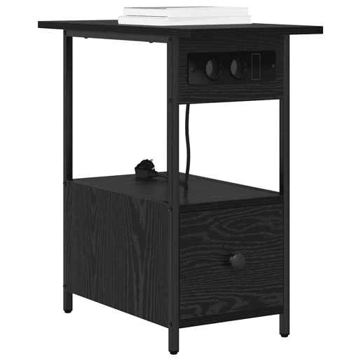 Mesa De Cabeceira - Mesinha De Cabeceira com gaveta Carvalho preto 60 x 30 x 61 cm