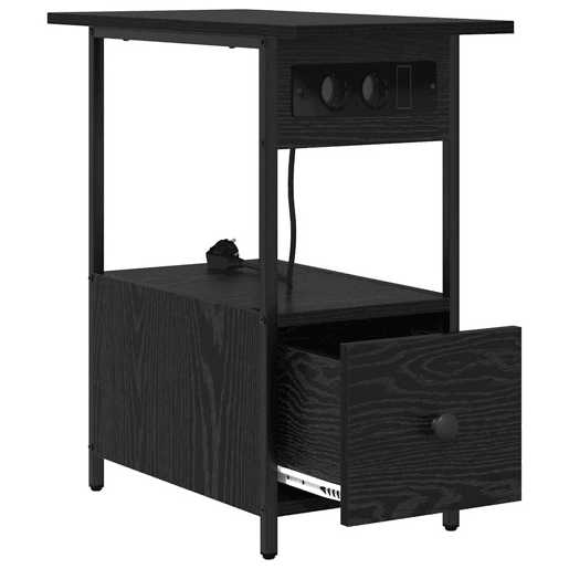 Mesa De Cabeceira - Mesinha De Cabeceira com gaveta Carvalho preto 60 x 30 x 61 cm