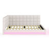 Sofá-cama de linho 160x200 - multifuncional com luzes LED, porta USB e estrado - Bege