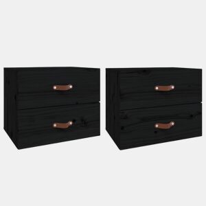 Lote de 2 Mesas De Cabeceira de parede - Mesinhas De Cabeceira 50x36x40 cm preto